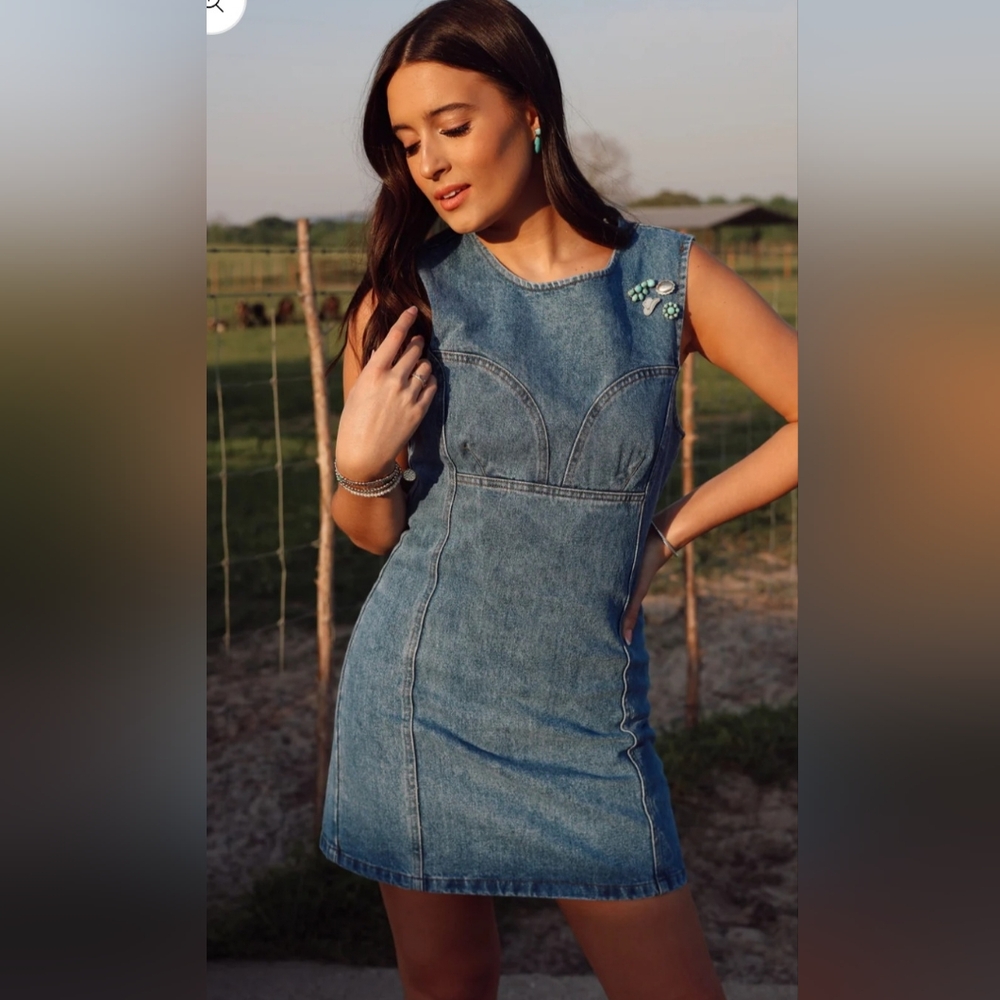 Le Lis Blue Denim Mini Dress (Embellishment Not Included)